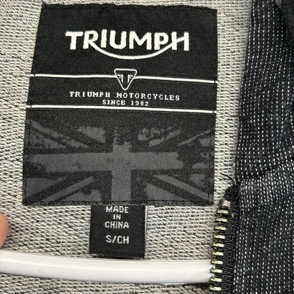 Triumph Motorcycles Performance Zip Hoodie Adult S Gray Black Cotton MSWS15037 - Picture 5 of 13